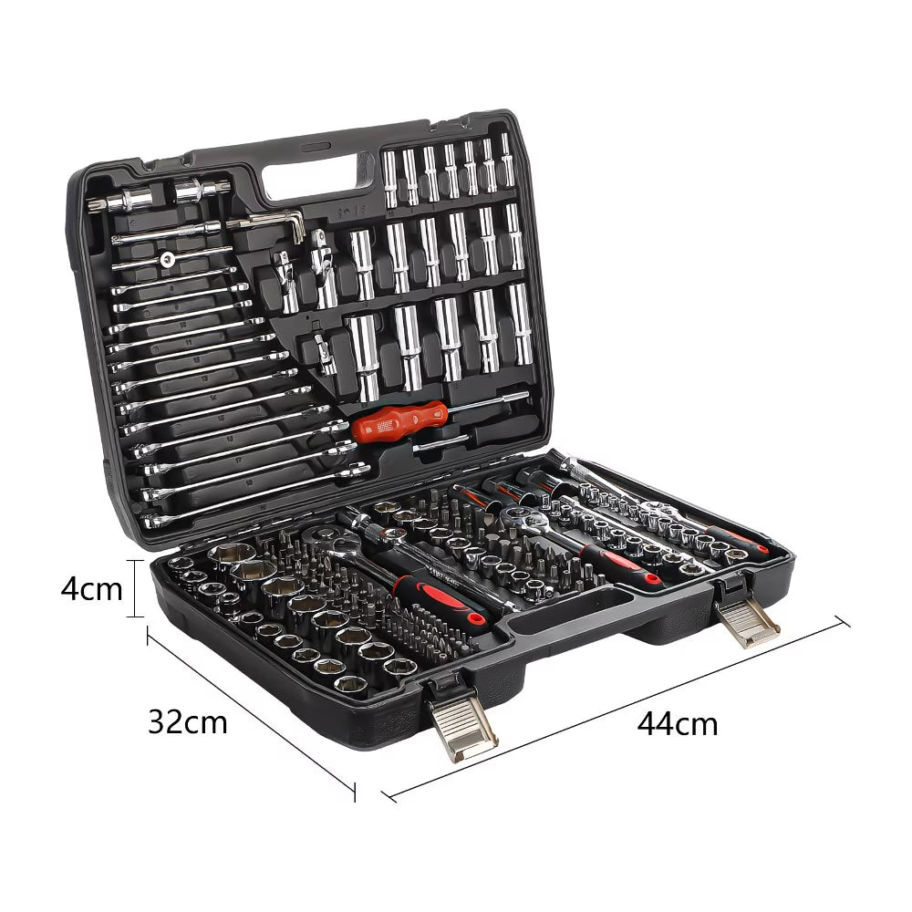 216 Piece set with ratchets, sockets, spanners, bits and more