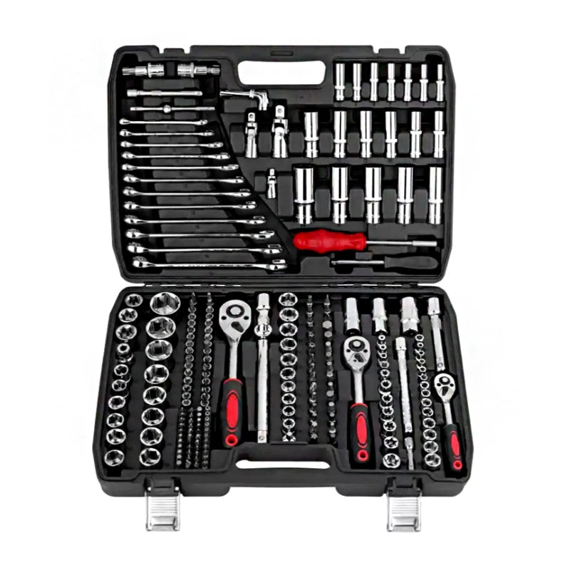 216 Piece set with ratchets, sockets, spanners, bits and more