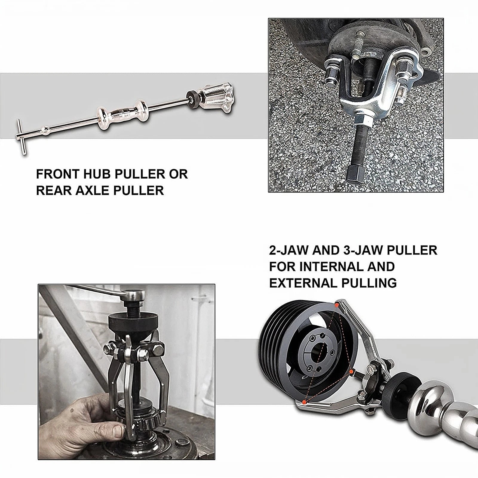 Universal slide hammer puller and bearing removal tool kit