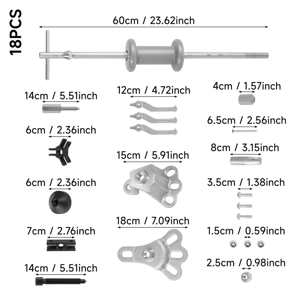 Universal slide hammer puller and bearing removal tool kit