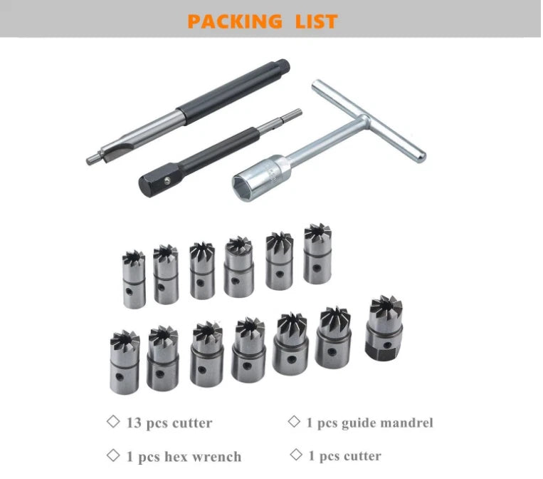 Fuel injector seat cutter reamer / carbon removal set (for Delphi Bosch diesel fuel injectors)