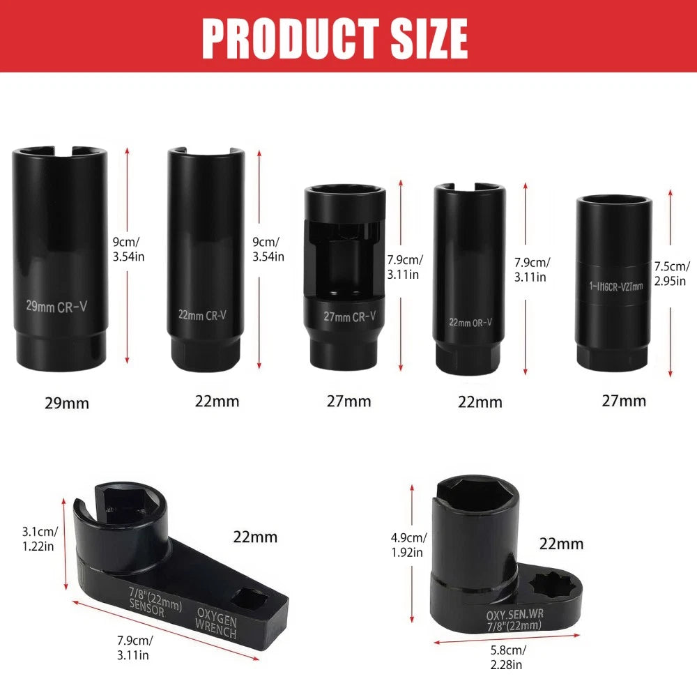 Oxygen / lambda sensor socket set (10pcs)