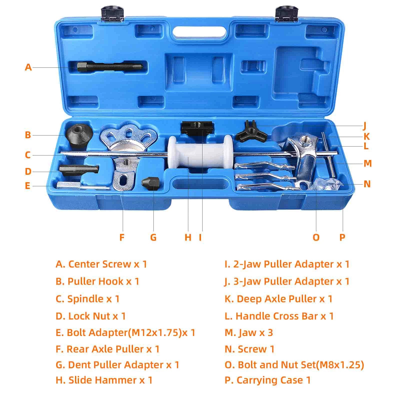 Universal slide hammer puller and bearing removal tool kit