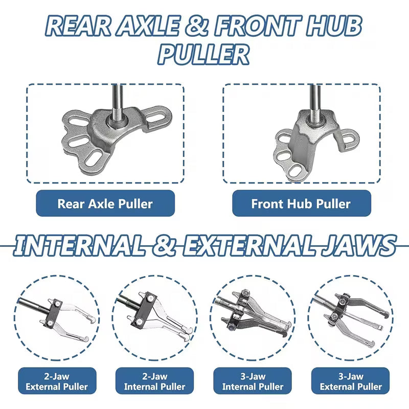 Universal slide hammer puller and bearing removal tool kit