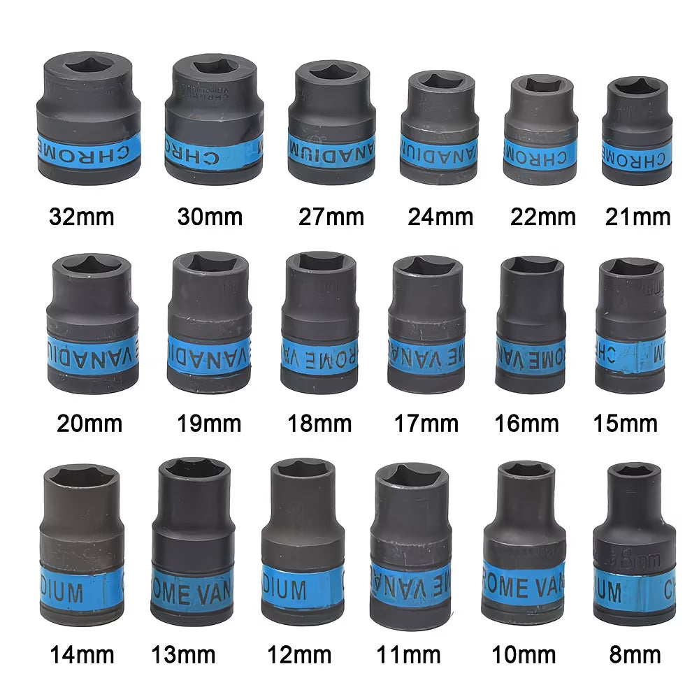 1/2 inch ratchet & socket set 8-32 mm