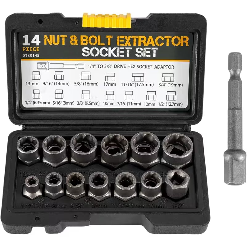 Bolt & nut extractor set (for stripped and rounded bolt / nut)