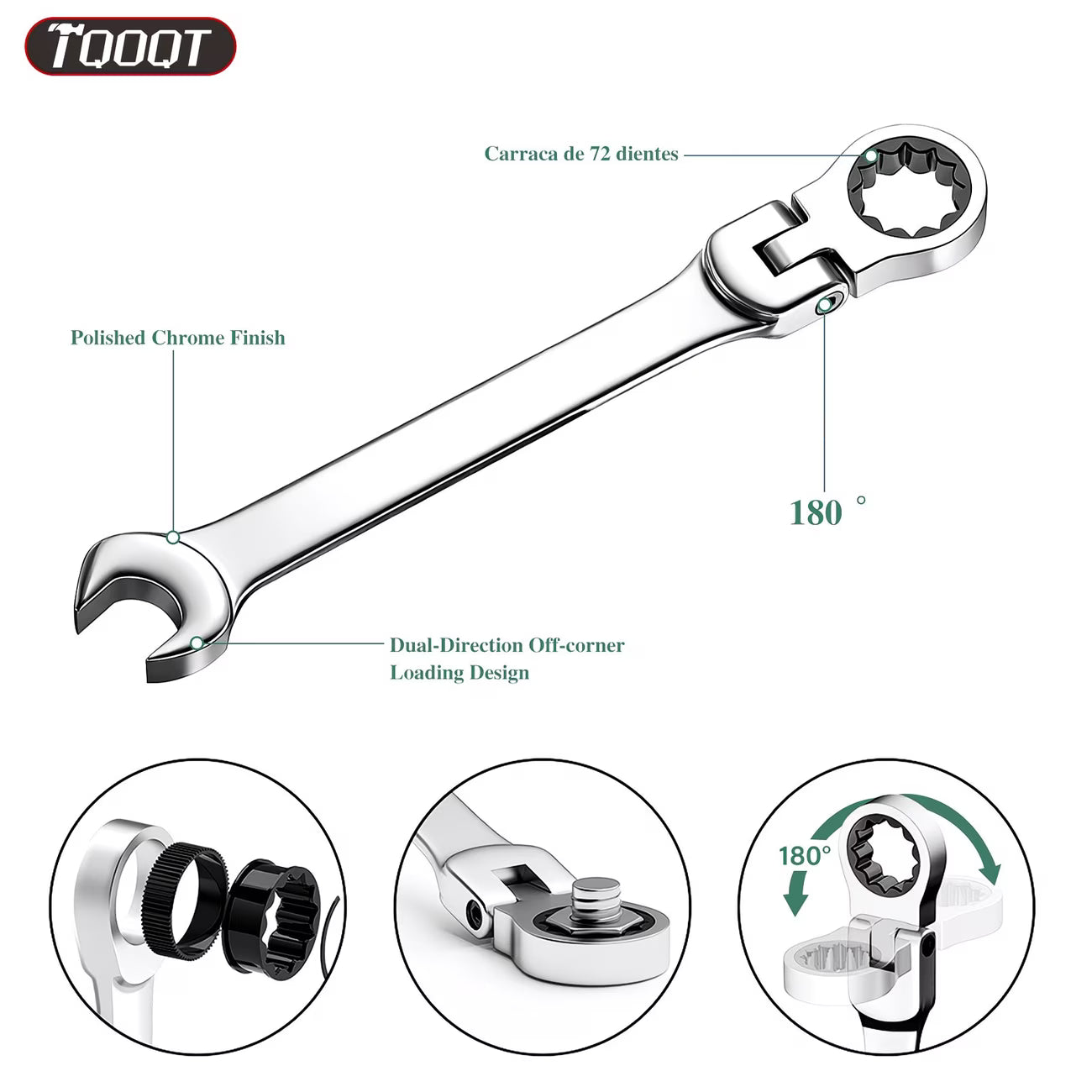 Adjustable ratchet end spanner set 6 - 19mm
