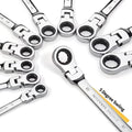 Adjustable ratchet end spanner set 6 - 19mm