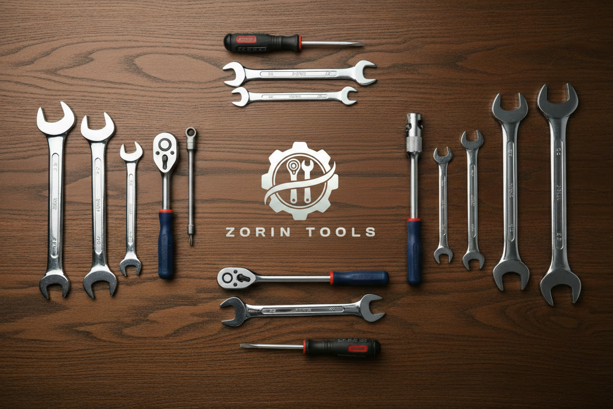 Zorin Tools flat lay with logo